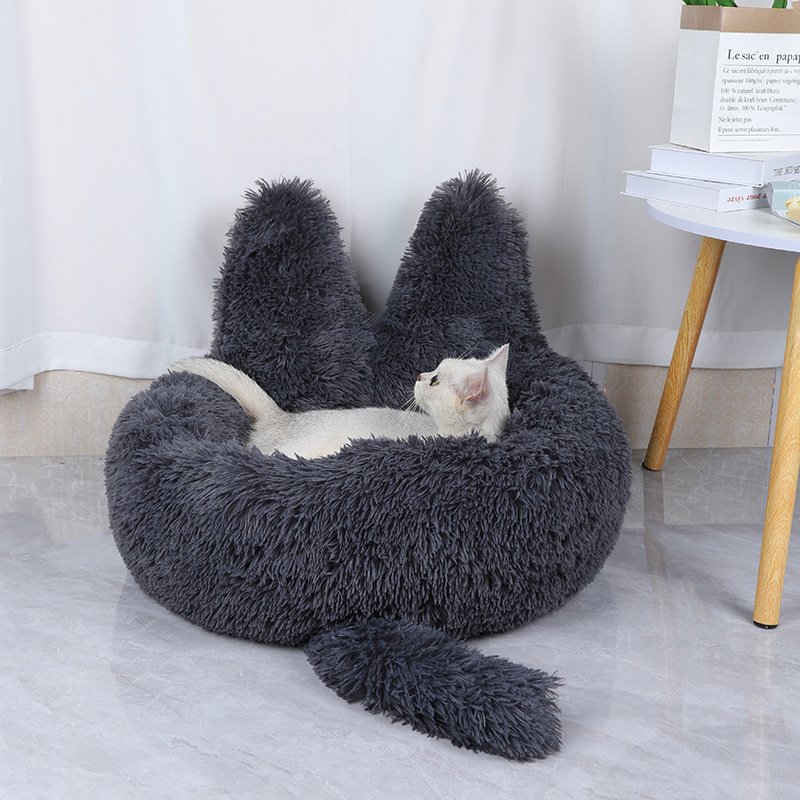 Round Cat House All Season Long Plush Pet House Cat House Warm Pet Supplies Dog Bed Pet Bed Pet Mat - Image 6