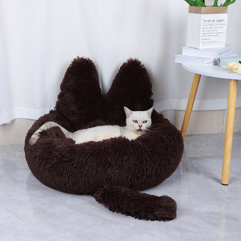 Round Cat House All Season Long Plush Pet House Cat House Warm Pet Supplies Dog Bed Pet Bed Pet Mat - Image 7