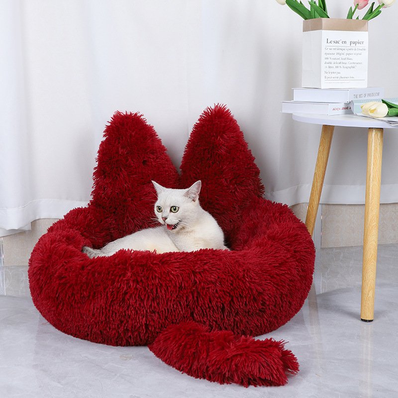 Round Cat House All Season Long Plush Pet House Cat House Warm Pet Supplies Dog Bed Pet Bed Pet Mat - Image 4