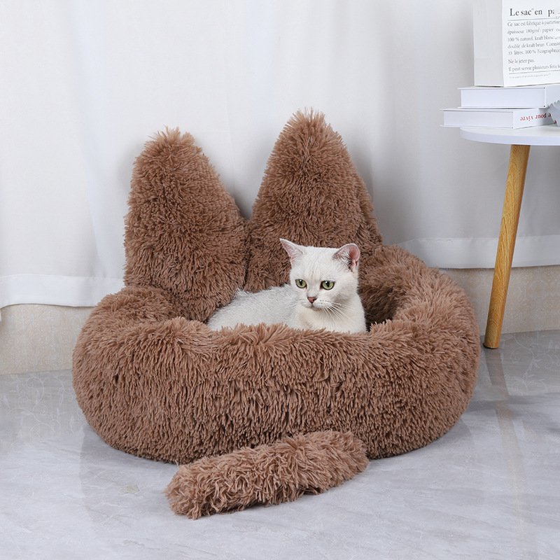 Round Cat House All Season Long Plush Pet House Cat House Warm Pet Supplies Dog Bed Pet Bed Pet Mat - Image 3